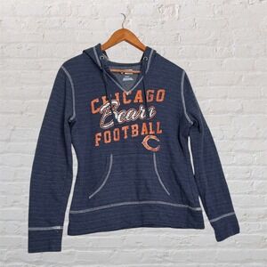 NFL Team Apparel Chicago Bears Football Hoodie Navy Blue Womens V‎ NeckS